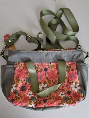 Floral Crossbody Bag in Pink & Olive - Women's Convertible Shoulder Bag